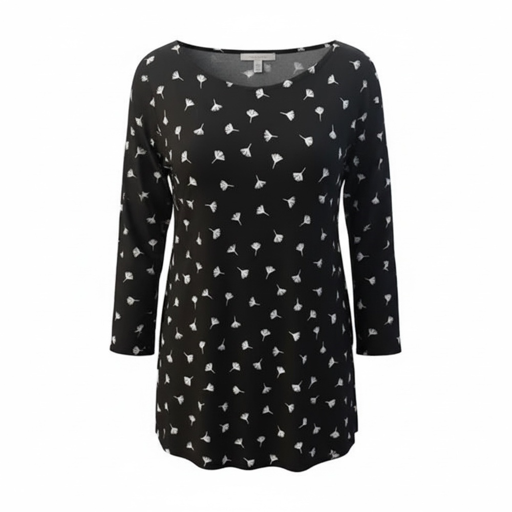 NWT J.Jill Dandelion Pleated Back Elliptical Top Women's Black Size Small Petite